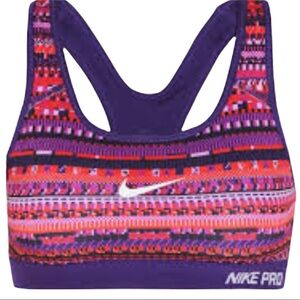 Nike Pro Classic Tracer Dri Fit Sports Bra Top Purple Red S